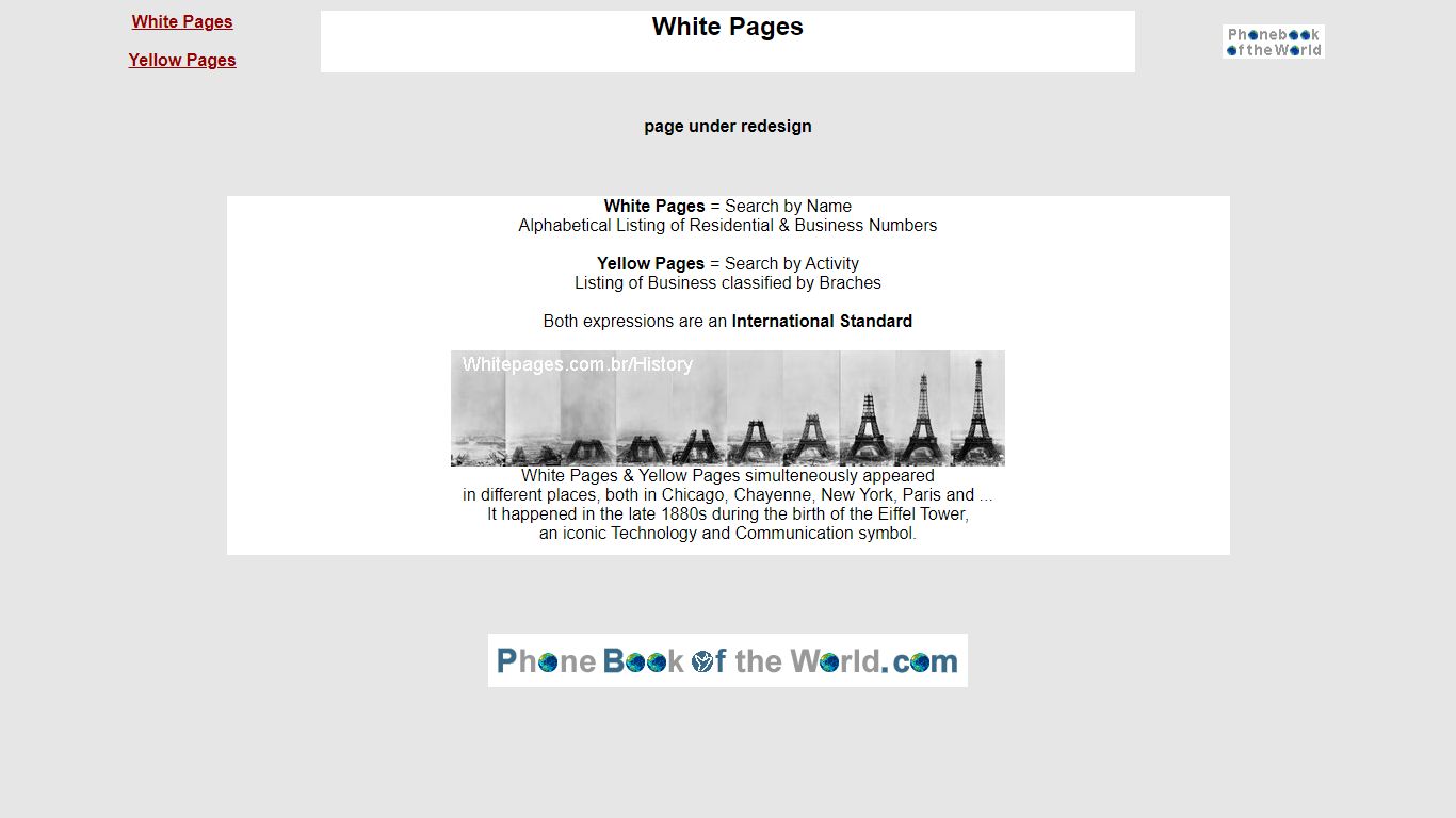 White Pages from over 100 different Countries - Phonebook of the World.com